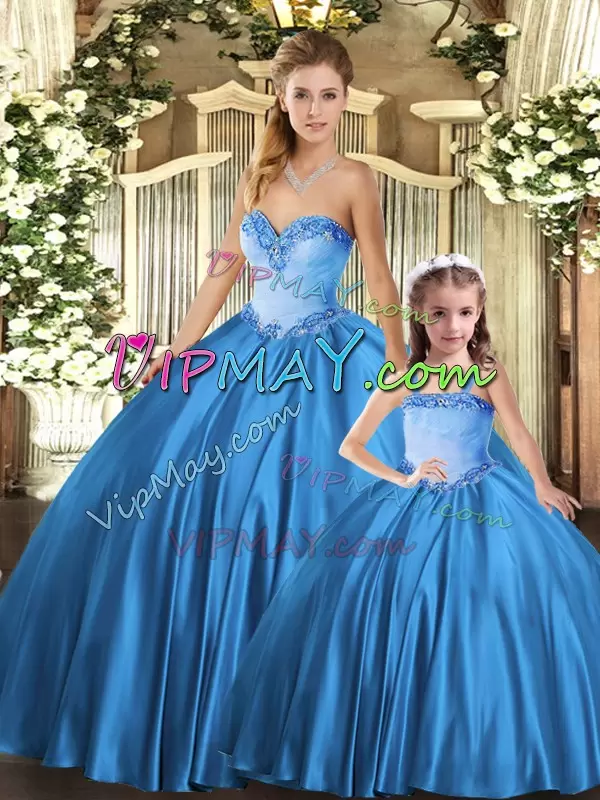 Popular Floor Length Teal Vestidos de Quinceanera Tulle Sleeveless Beading