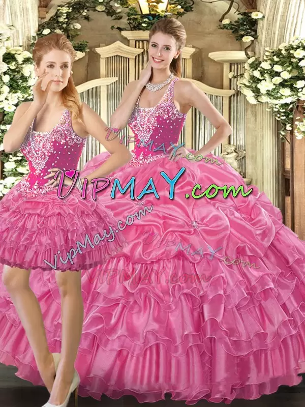 Fine Tulle Sleeveless Floor Length Quinceanera Gowns and Beading and Ruffles and Pick Ups