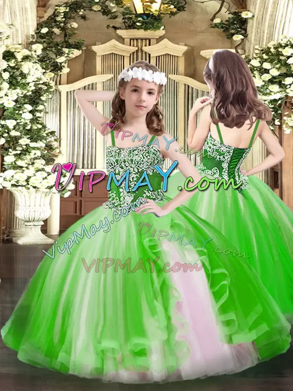 Strapless Sleeveless Organza 15th Birthday Dress Beading and Ruffles Lace Up