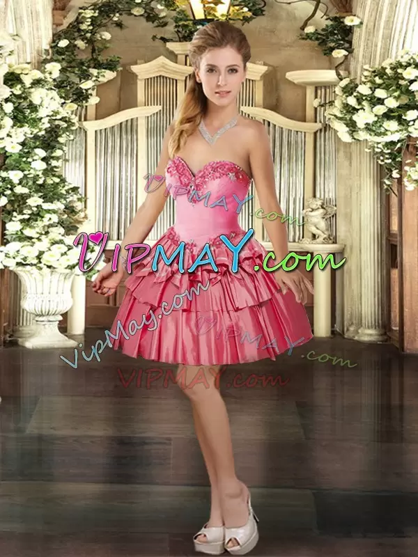 Three Pieces Quinceanera Gown Watermelon Red Sweetheart Organza Sleeveless Floor Length Lace Up