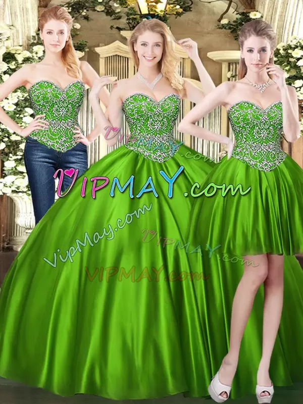 Chic Sleeveless Sweetheart Lace Up Floor Length Beading Sweet 16 Quinceanera Dress Sweetheart