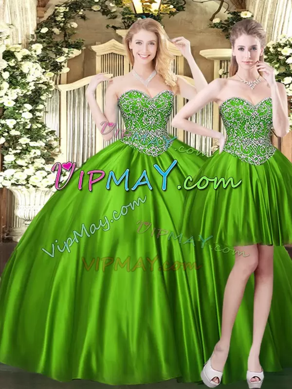 Chic Sleeveless Sweetheart Lace Up Floor Length Beading Sweet 16 Quinceanera Dress Sweetheart