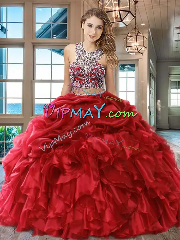 Suitable Royal Blue Criss Cross Scoop Beading and Ruffles and Pick Ups 15 Quinceanera Dress Organza Sleeveless