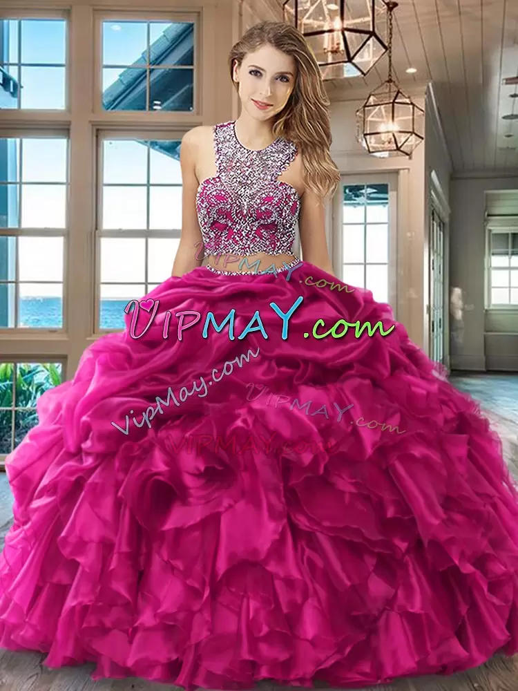 Suitable Royal Blue Criss Cross Scoop Beading and Ruffles and Pick Ups 15 Quinceanera Dress Organza Sleeveless