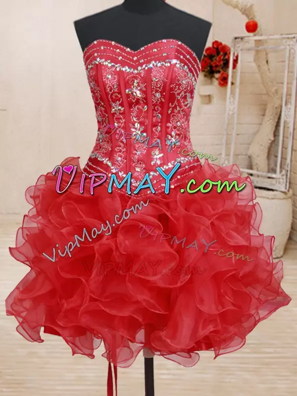 Pretty Floor Length Red 15 Quinceanera Dress Sweetheart Sleeveless Lace Up