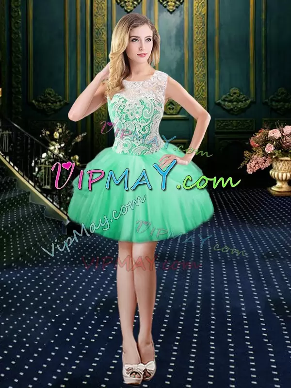 Sleeveless Scoop Lace and Pick Ups Zipper Quinceanera Dresses