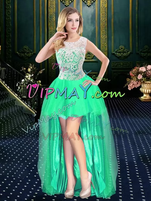 Sleeveless Scoop Lace and Pick Ups Zipper Quinceanera Dresses