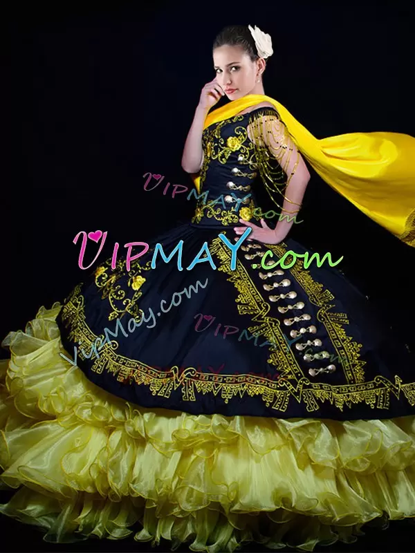 black and yellow quinceanera dress,western style quinceanera dress,western quinceanera dress,cowgirl quinceanera dress,off the shoulder quinceanera dress,quinceanera dress with embroidery,charro quinceanera dress,charra quinceanera dress,charro sweet 16 dress,most popular quinceanera dress,quinceanera dress wholesale,mexico quinceanera dress,mexican quinceanera dress,black quinceanera dress,black and gold quinceanera dress,quinceanera dress with buttons,