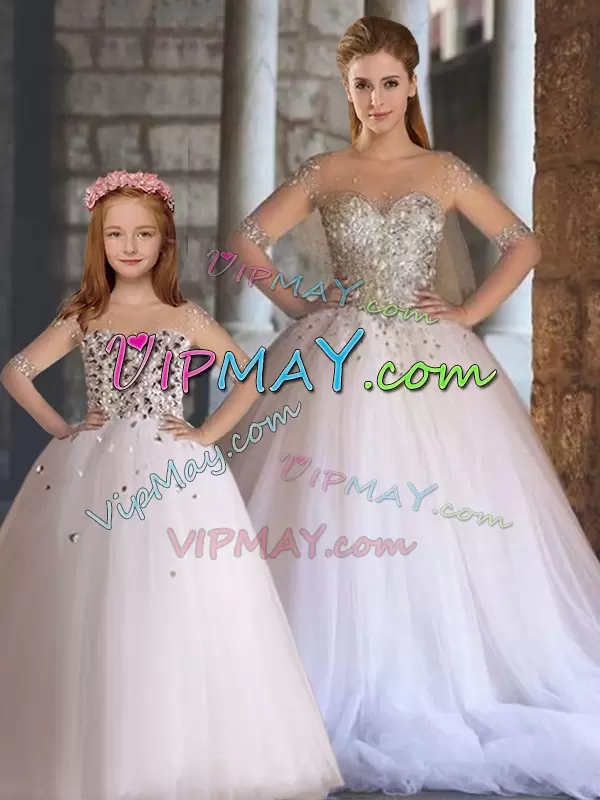 Sweetheart Sleeveless Tulle Quinceanera Dresses Appliques Lace Up