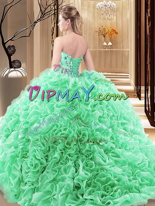 Charming Orange Quinceanera Dress Prom and Military Ball and Sweet 16 and Quinceanera with Embroidery and Ruffles and Pick Ups Sweetheart Sleeveless Lace Up