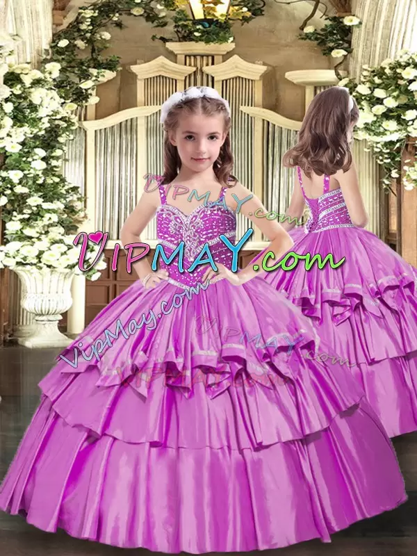 New Style Lilac Sleeveless Taffeta Lace Up 15th Birthday Dress for Sweet 16 and Quinceanera