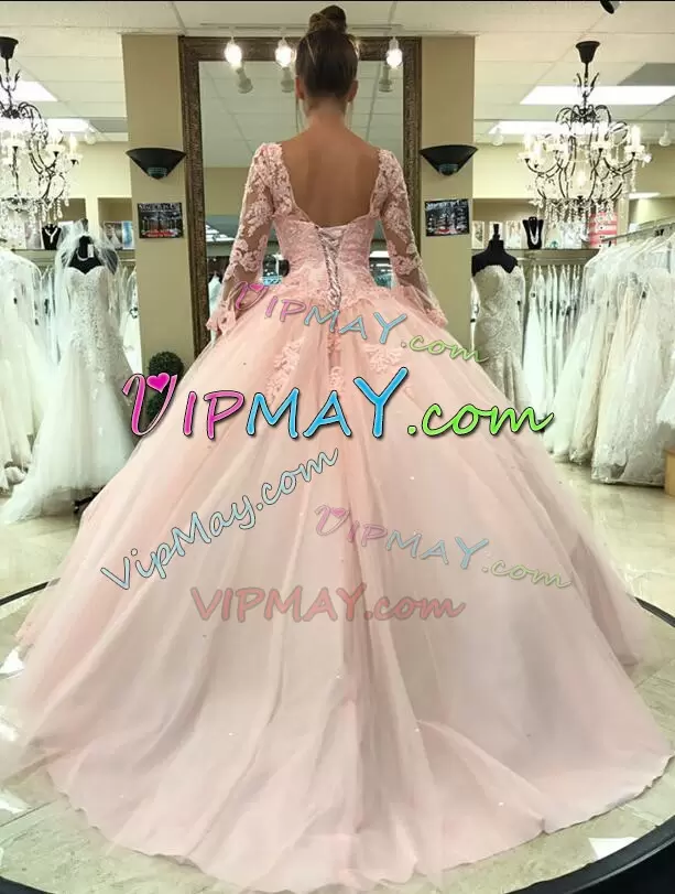 cheap party dress online free shipping,pale pink quinceanera dress,ball gowns with trains quinceanera dress,pretty quinceanera dress long sleeve,long sleeve lace quinceanera dress,blush quinceanera dress combinations,blush quinceanera dress with sleeve,cheap sweet 16 party dress,