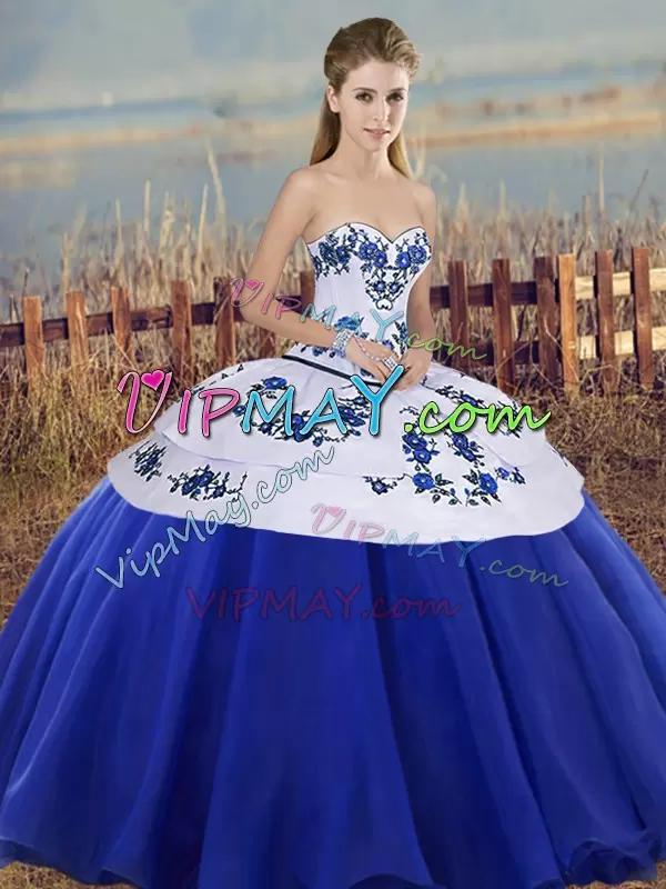 Stylish Floor Length Ball Gowns Sleeveless Royal Blue Sweet 16 Dress Lace Up