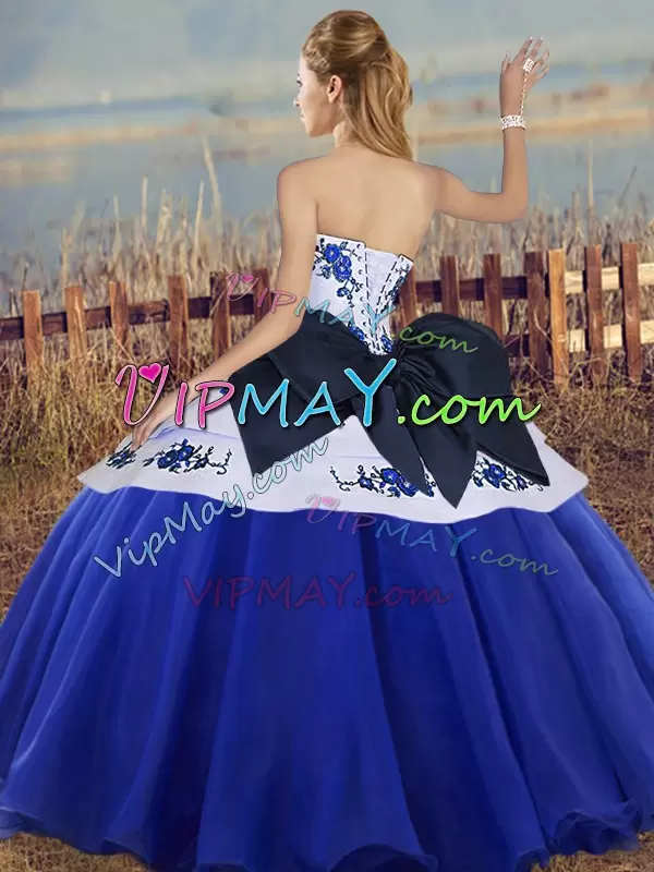 Stylish Floor Length Ball Gowns Sleeveless Royal Blue Sweet 16 Dress Lace Up