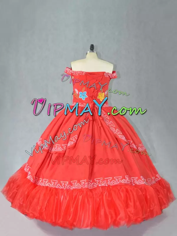 Red Sleeveless Satin Lace Up Sweet 16 Dresses for Sweet 16 and Quinceanera