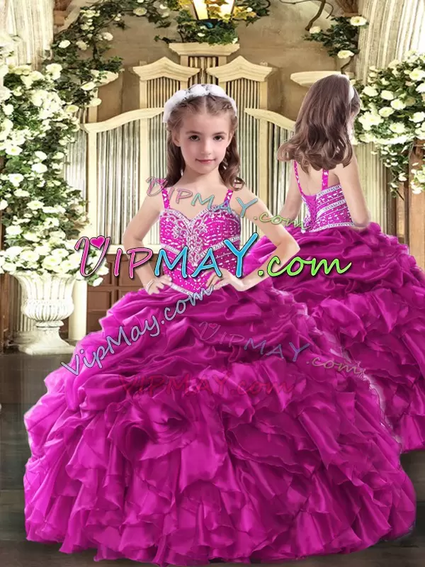 Super Sweetheart Sleeveless Organza 15th Birthday Dress Beading and Ruffles Lace Up