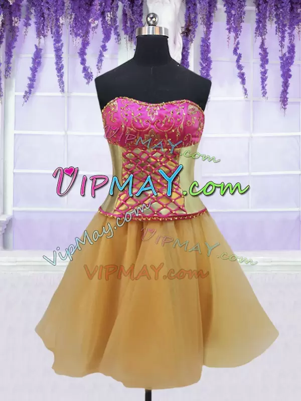 Organza and Taffeta Sleeveless With Train Sweet 16 Dress Brush Train and Beading and Lace and Ruffles