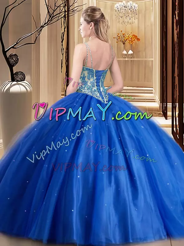 Teal Lace Up Quinceanera Gowns Beading and Lace and Appliques Sleeveless Floor Length