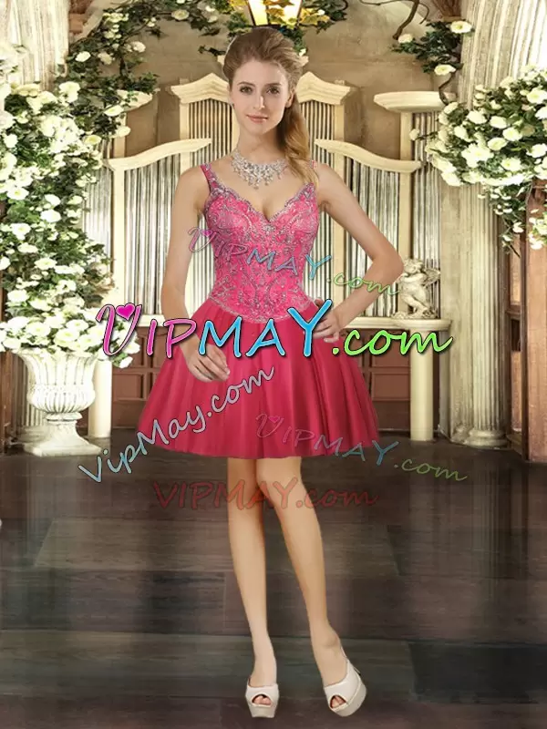 Floor Length Three Pieces Sleeveless Hot Pink Quinceanera Dress Lace Up