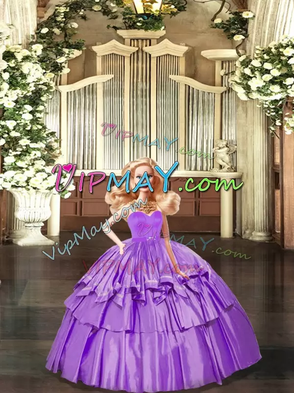 Gorgeous Sweetheart Sleeveless Taffeta Quinceanera Dresses Ruffled Layers Lace Up