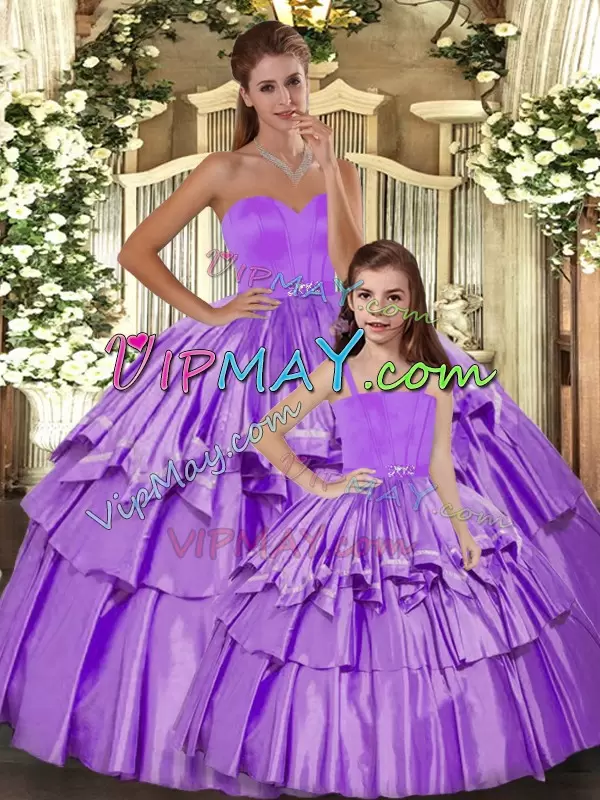 Gorgeous Sweetheart Sleeveless Taffeta Quinceanera Dresses Ruffled Layers Lace Up