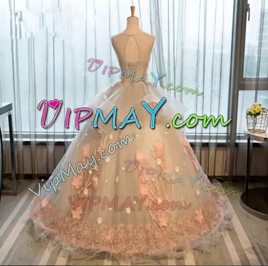 Discount Champagne Quinceanera Gown Lace and Belt and 3D Flower