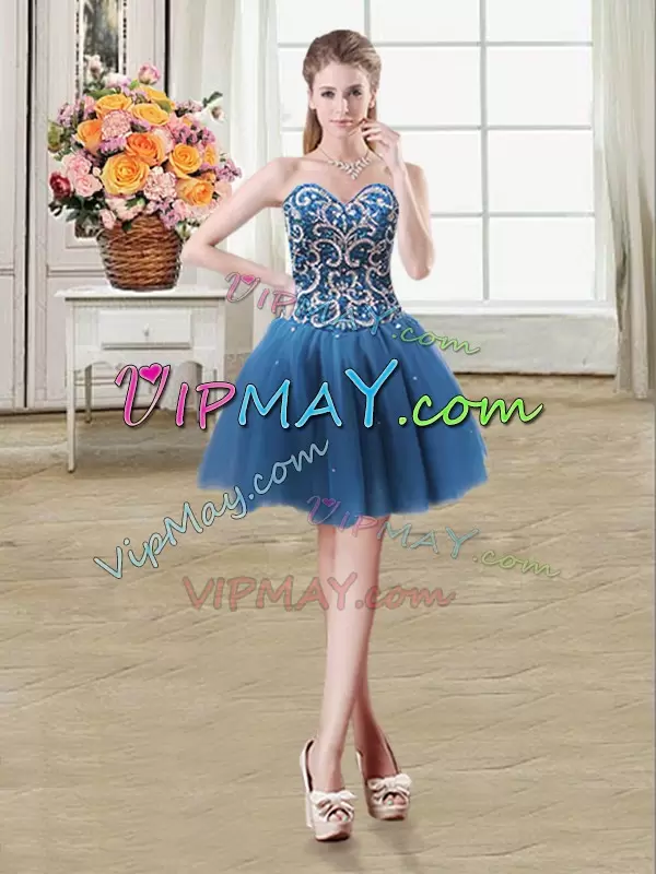 Fantastic Sweetheart Sleeveless Lace Up Quinceanera Gown Teal Tulle Beading