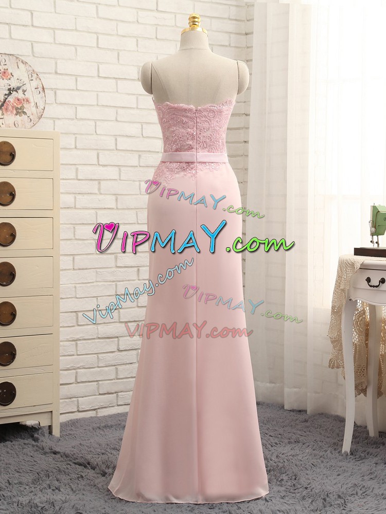 Best Selling Chiffon Sleeveless Floor Length Quinceanera Court of Honor Dress and Lace