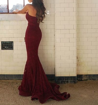 Enchanting Brush Train Mermaid Bridesmaid Gown Burgundy Sweetheart Sleeveless