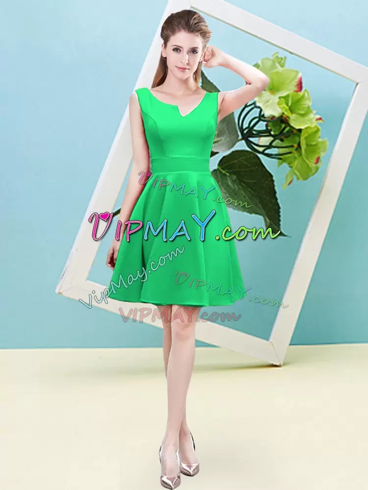 Mini Length Green Wedding Party Dress Asymmetric Sleeveless Zipper