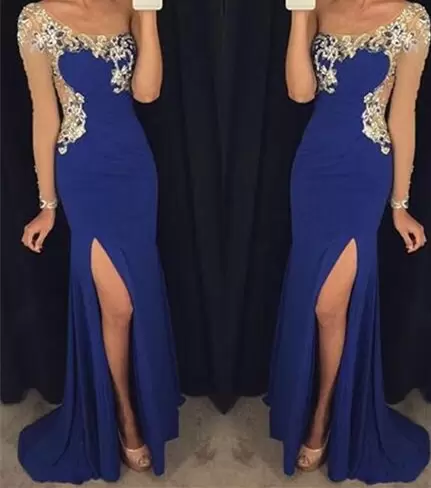 Wedding Guest Dresses Blue Chiffon Appliques