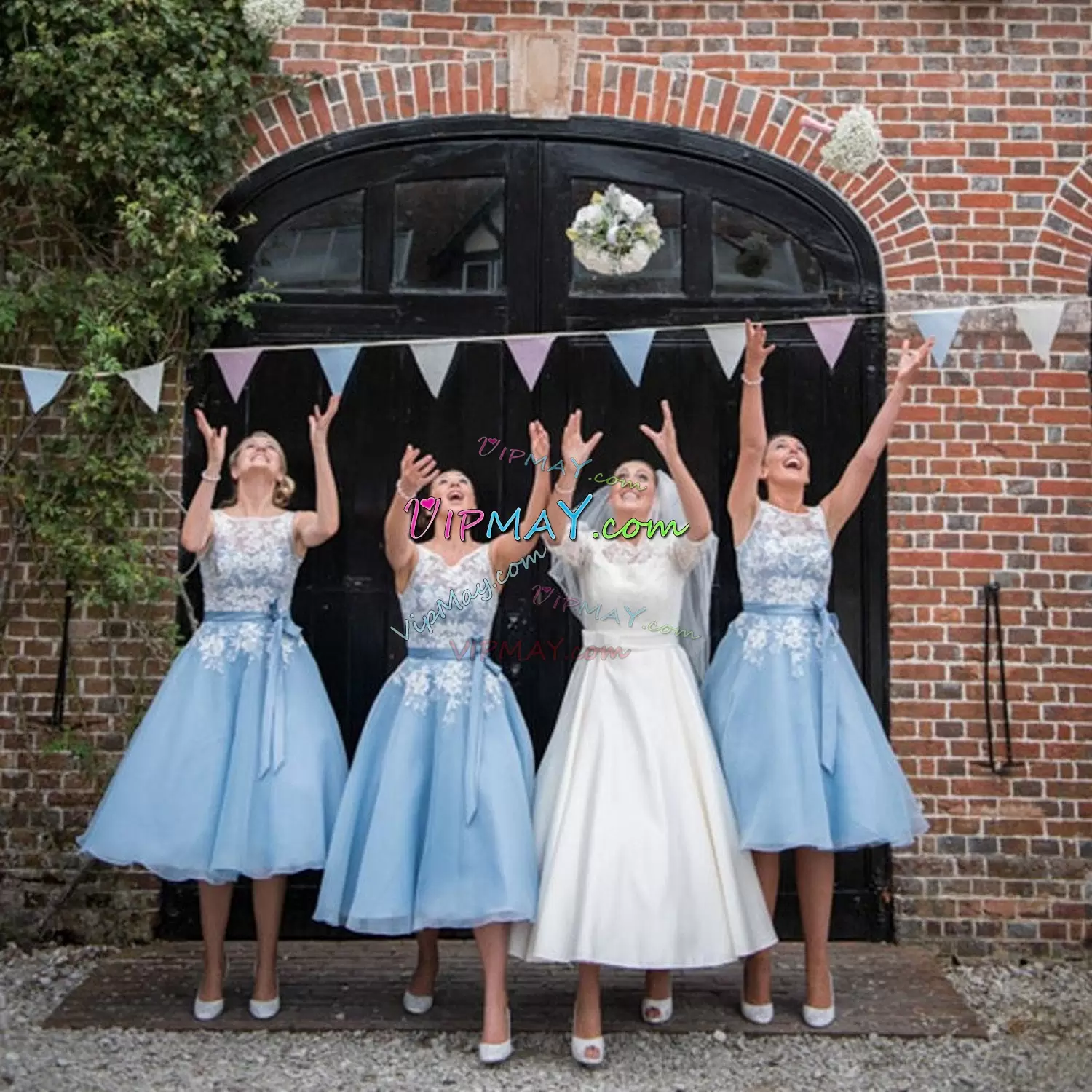 Floor Length White Bridesmaid Dresses Satin and Organza Sweep Train Sleeveless Beading and Lace