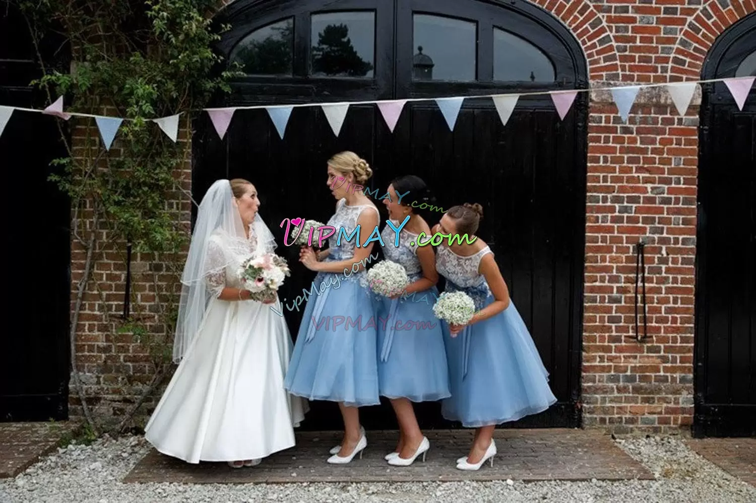 Floor Length White Bridesmaid Dresses Satin and Organza Sweep Train Sleeveless Beading and Lace