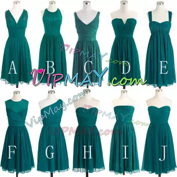 Dramatic Teal Sleeveless Chiffon Zipper Bridesmaids Dress for Party and Military Ball and Wedding Party