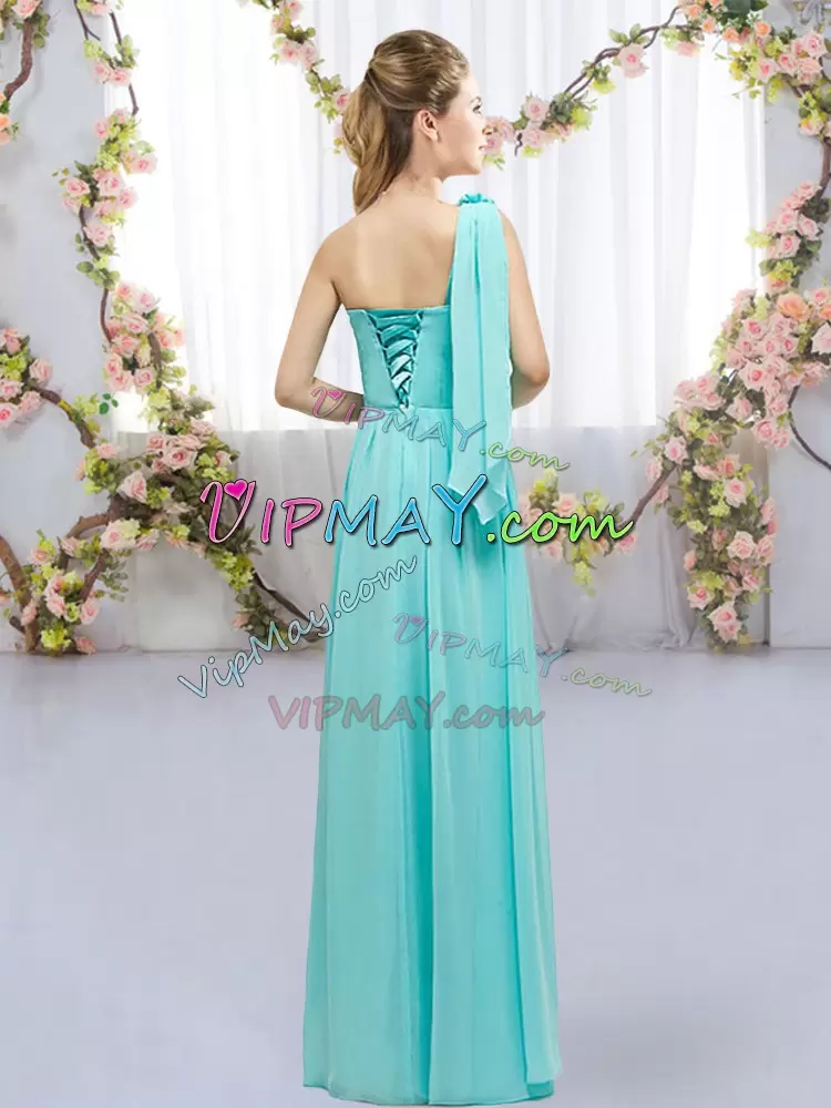 Hand Made Flower Damas Dress Yellow Green Lace Up Sleeveless Floor Length