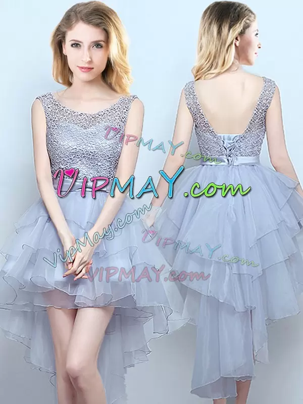 gray dama dress for quinceanera,mother of the bride dress in gray or silver,high low damas dress,low back dama dress,lace over dama dress,cheap damas dress under 100,damas dresses wholesale,group usa formal dress,