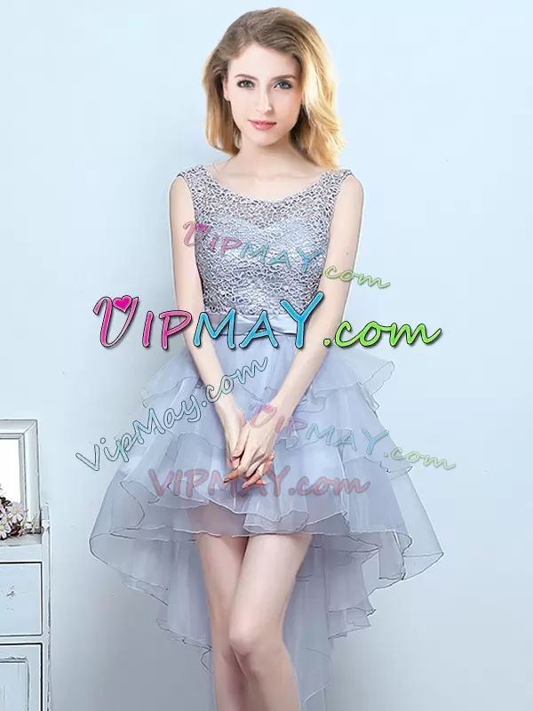 gray dama dress for quinceanera,mother of the bride dress in gray or silver,high low damas dress,low back dama dress,lace over dama dress,cheap damas dress under 100,damas dresses wholesale,group usa formal dress,