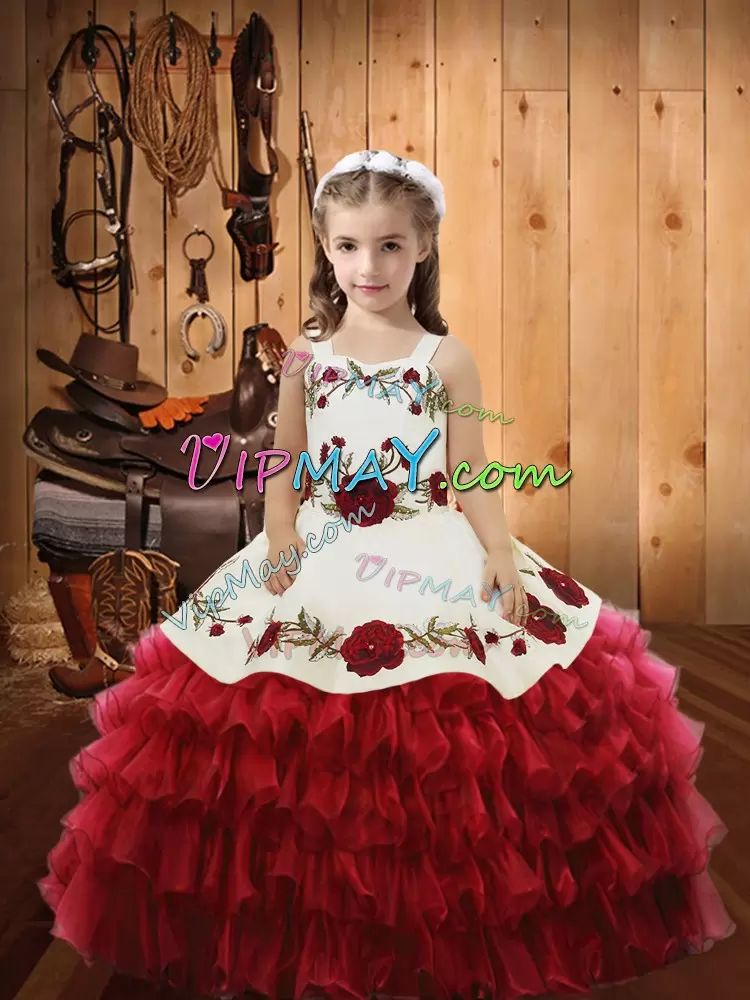 Organza Sleeveless Floor Length Kids Formal Wear and Ruffled Layers