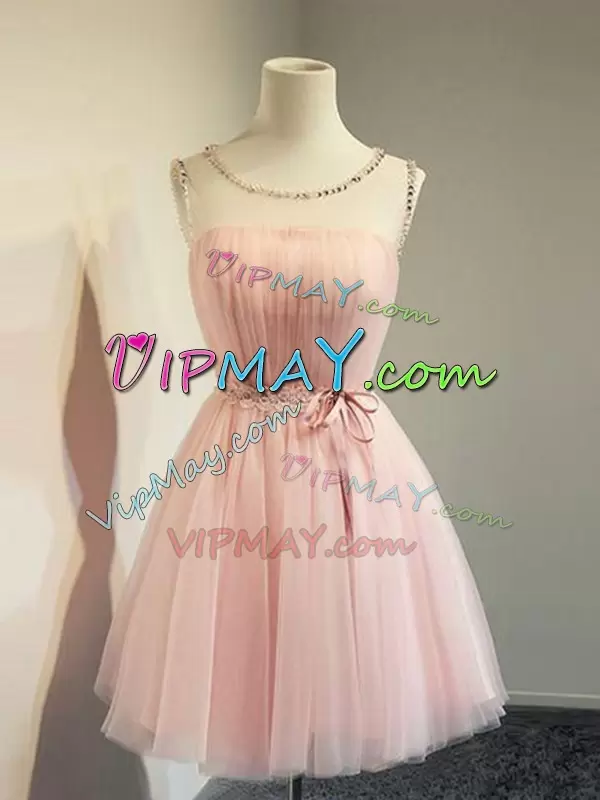 Belt Dama Dress Baby Pink Lace Up Long Sleeves Knee Length