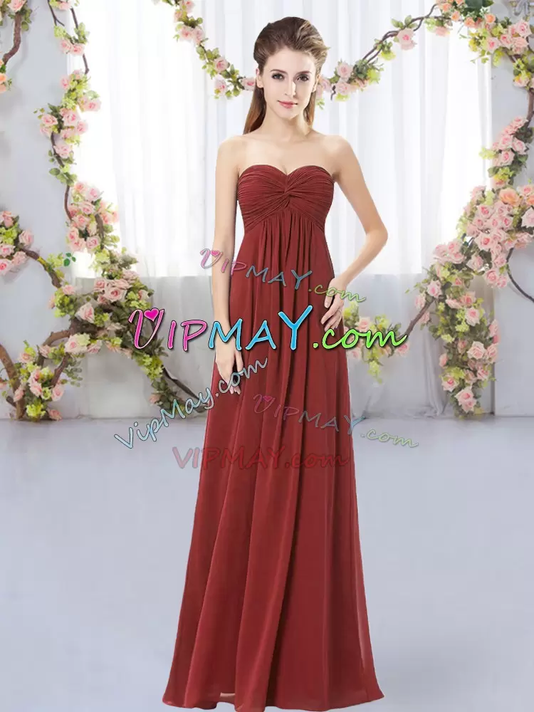 Rust Red Wedding Guest Dresses Wedding Party with Ruching Sweetheart Sleeveless Zipper