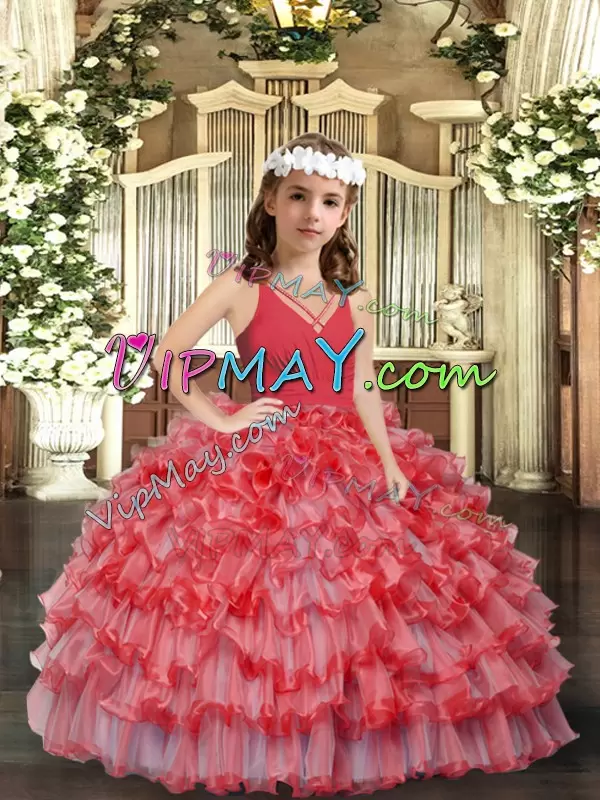 big skirt pageant dress little girl,v neck pageant dress for little girls,organza flower girl dress with ruffled skirt,ruffled little girl pageant dress,flower girl dress spaghetti straps,little girl pageant dress with straps,kids pageant dress under 150,