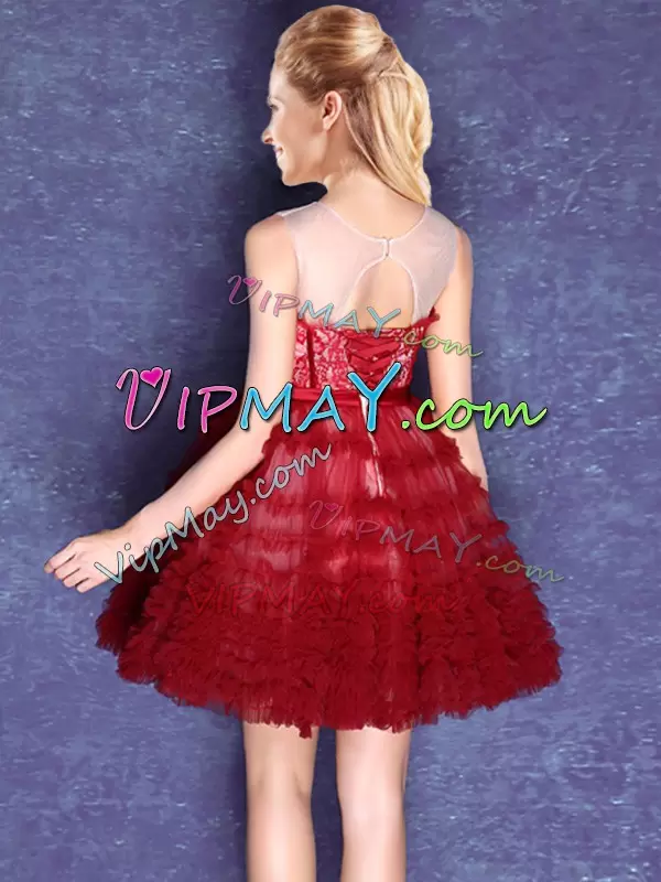 wine red bridesmaid dress,tulle and lace bridesmaid dress,lace and tulle cocktail dress,cheap short bridesmaid dress,short bridesmaid dress,bridesmaid dress with bow,cheap bridesmaid dress under 100,