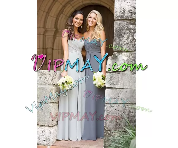 Superior Chiffon Sweetheart Sleeveless Lace Up Ruching Bridesmaid Gown in Light Blue