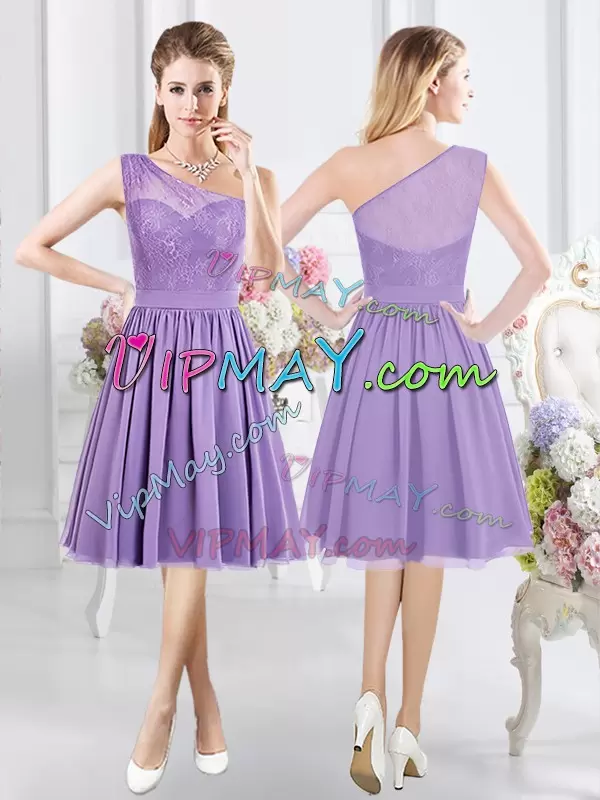 Lavender Sleeveless Chiffon Side Zipper Bridesmaid Dresses for Prom and Party and Wedding Party