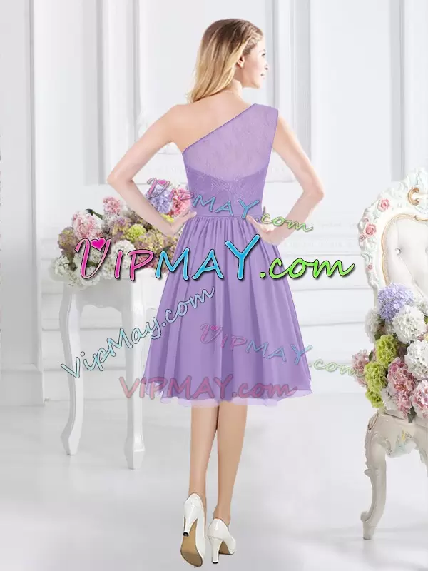 Lavender Sleeveless Chiffon Side Zipper Bridesmaid Dresses for Prom and Party and Wedding Party