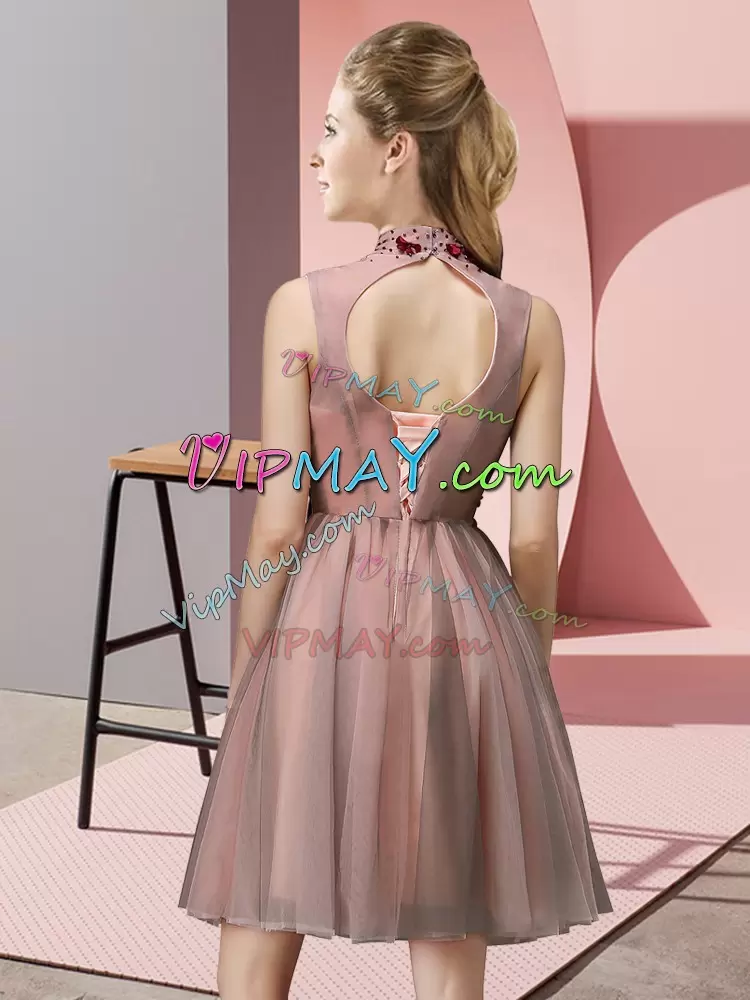 Sleeveless Tulle Lace Up Bridesmaid Dresses for Prom and Party and Wedding Party