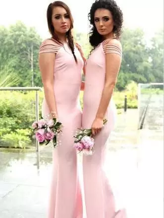 Edgy Pink Sleeveless Sweep Train Ruching Bridesmaids Dress