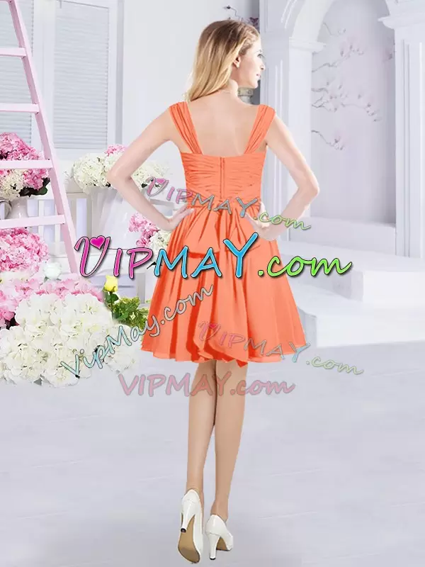 Sleeveless Straps Zipper Mini Length Ruching and Belt Wedding Guest Dresses Straps