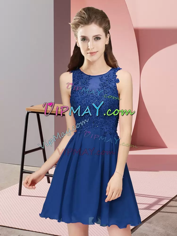 Trendy Sleeveless Scoop Zipper Mini Length Appliques Bridesmaid Dress Scoop