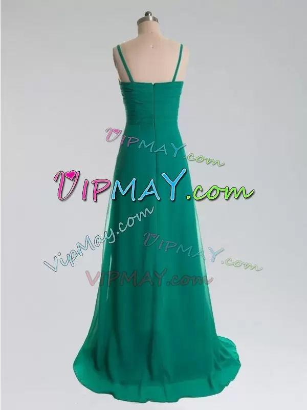 Beading and Lace Bridesmaid Dress Green Lace Up Sleeveless Floor Length